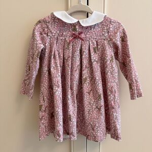 Trotters London Woodland Bunny Jersey Dress in Rose Pink